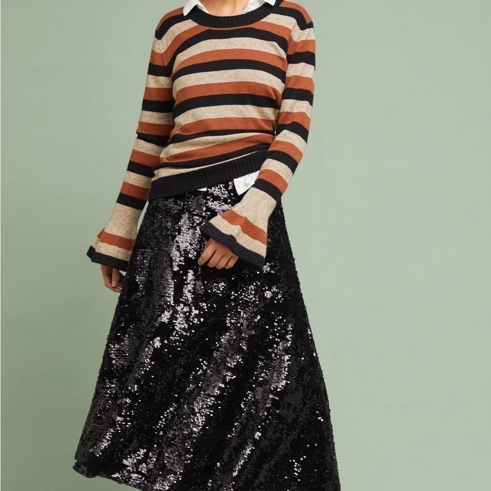 The Limited Black Sequin Pleated High Waisted Size Medium Skirt